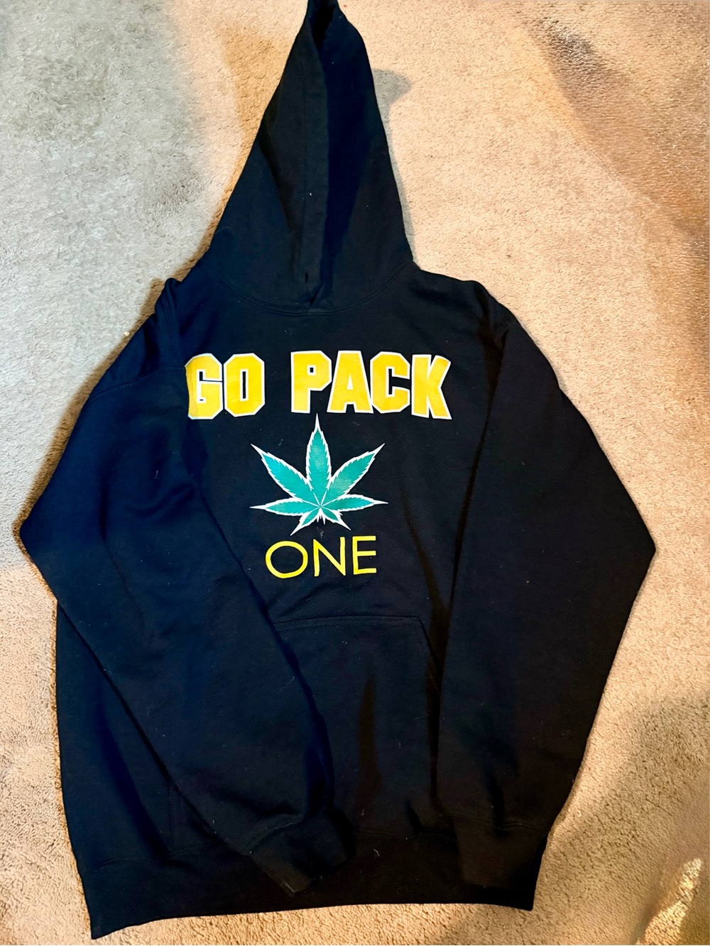 Black "GO PACK ONE" Graphic Hoodie